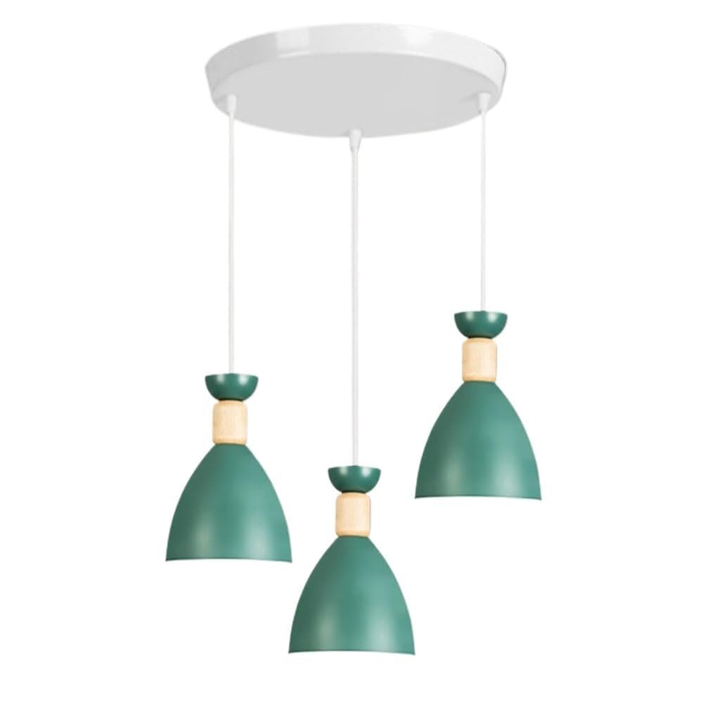 FZQSXAZU Pendant Light Ceiling Shade Modern Macaron Chandelier 3-Lights Wrought Iron Disc Nordic Adjustable Dining Room Bar Lamp Bedroom Bedside Indoor Decor Green(C)