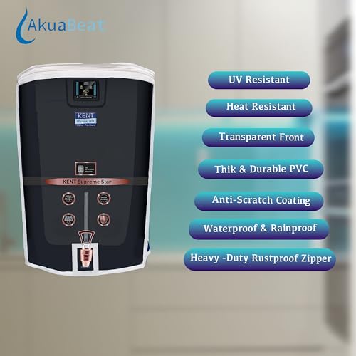Image of Water Purifier Cover Compatible with Kent Supreme Star RO+UV+UF+TDS - Dustproof, Waterproof, Oil Stain Protection, Transparent Front, Velcro Closure, Fits Wall-Mounted /Table-Top