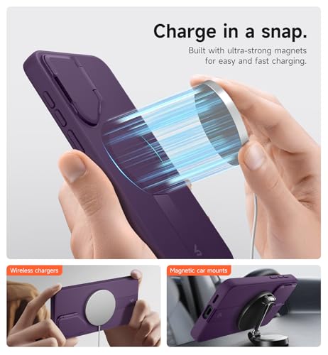 Image of SURITCH for Samsung Galaxy S25 FE Phone Case, Magnetic Protective Cover with Camera Cover & Adjustable Metal Kickstand for Galaxy S25 FE (2025)-Dark Purple