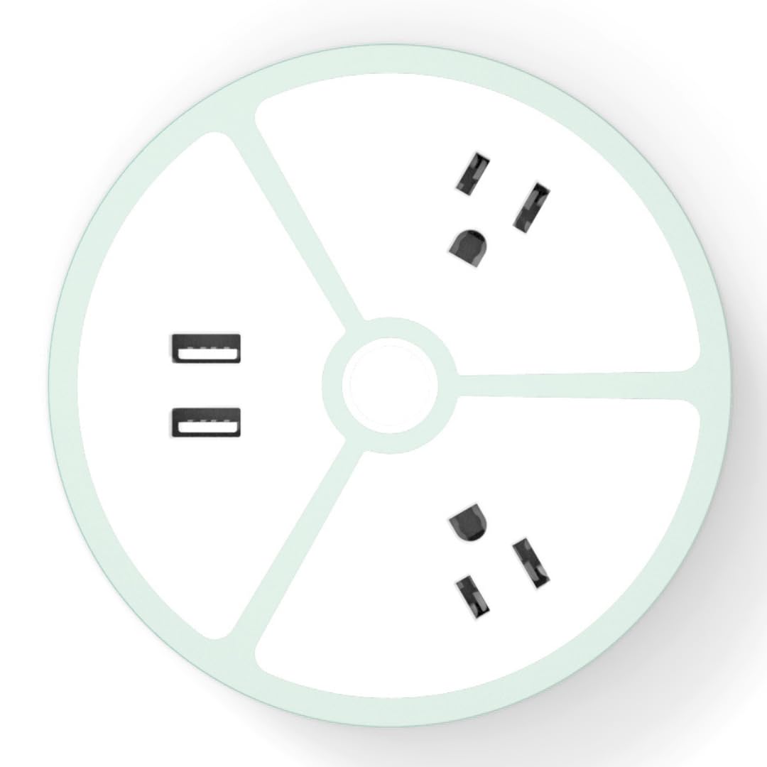 Tech Candy Power House Charging 2 USB Ports, 2 Outlet Plugs, Smart Technology, Fast Trendy Design, 6 ft Cord, Extension Cord Organizer Power Strip Surge Protector Pretty Mint