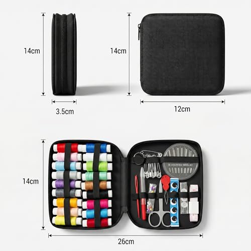 Image of 85 Pcs Sewing Kit with Box, Portable Sewing Supplies Set with 18 Thread Spools, Scissors, Needles, Tape Measure for DIY, Beginners, Adults, Emergency, Travel & Stitching Items Box for Home Ladies, Multipurpose, Travel