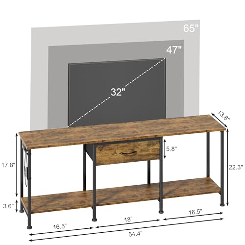 Image of GYIIYUO 55 inch TV Stand for 65 /60 /55 Inch TVs, Rustic Brown