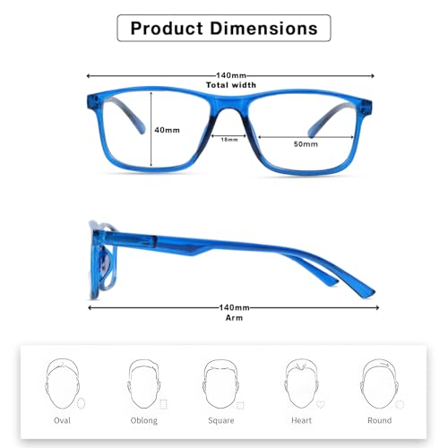 Image of UV Protection Glasses Blue Cut Blocking Harmful Rays Glasses for Men & Women Zero Power Computer Specs Eye Protection Lightweight Frame with Case & Cleaning Cloth