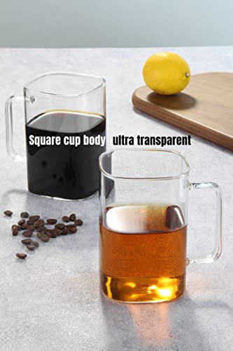 Chryslin Glass Coffee Mugs,20Oz Large Coffee Cups With Handle,Square Clear Mugs Set Of 2,Heat Resistant Glass Cup For Hot/Cold Coffee Tea Beverage thumb #3