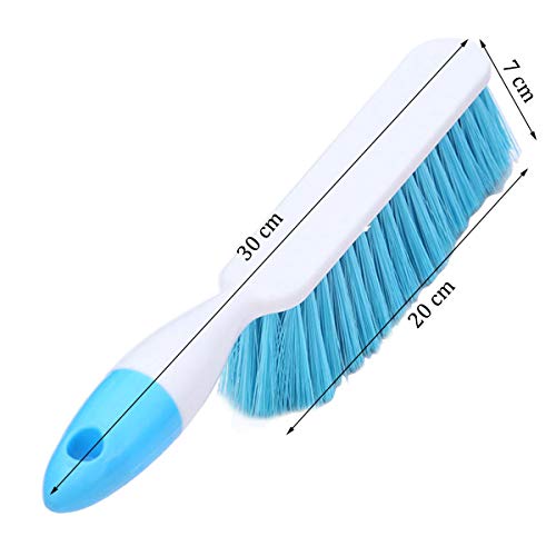 Soft Bristle Cleaning Brush Hand Brushs Bed Hair Dust Removal Scrubber Cleaner For Family Trip Sofa Furniture , Blue #TOP1