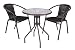 Produktbild Nexos Bistroset Balkonset Rattanset  Sitzgarnitur aus Glastisch & Bistrostuhl  Stahlgestell Poly-Rattan Glasplatte  robust stapelbar  dunkel-braun