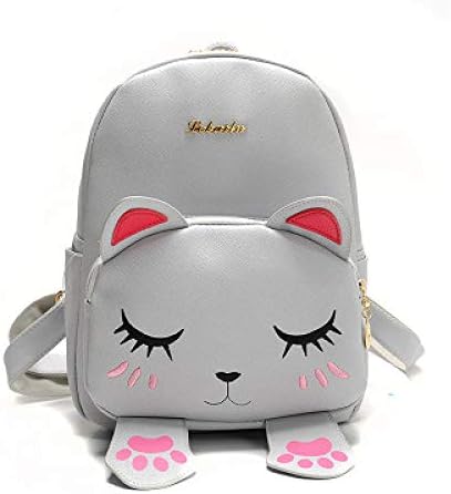 VICTOE Moda donna gatto zaino in pelle PU borsa a tracolla viaggio tinta unita divertente gatto orecchio borsa