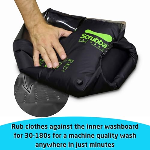 Scrubba Wash Bag Portable Washing Machine - Lightweight Manual Washing Machine for Travel, Camping, Laundry, Baby Clothes - Travel Essentials, Gift - use with Laundry Detergent/Sheets - 5.3 oz.