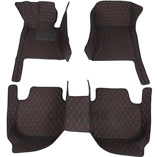 Alfombrillas De Cuero para Coche, Pies para para Lacetti 2005 2006 2007 2008 2009 2010 2016 Alfombras Esterillas(Black-Red)