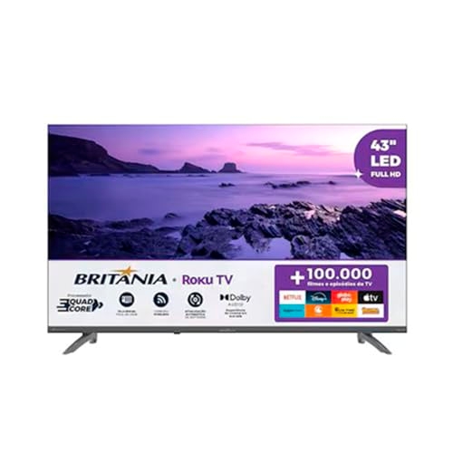 Smart Tv 43" Britânia Roku Tv Hdr10 Dolby Áudio B43cra