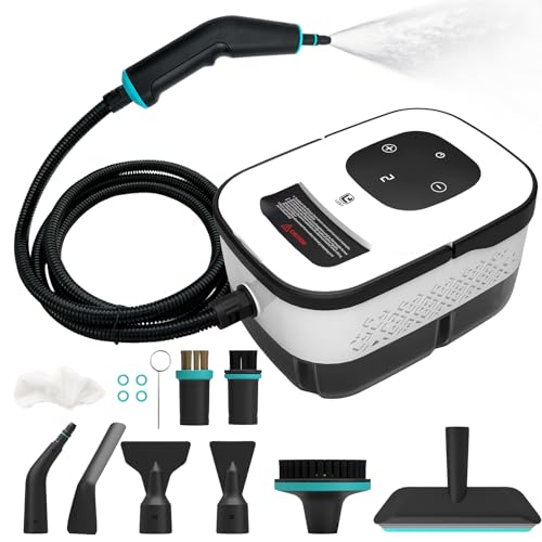 2500W Handheld Steam Cleaner 6-Speed Portable Steamer with Large Tank & 10 Accessories 10s Heat-Up steamer cleaning for Kitchen Bathroom Car Detailing Tile & Grout Cleaning