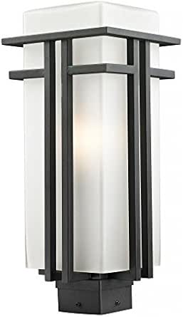 549PHB-BK Black Abbey 1 Light Outdoor Post Light with Matte Opal Shade