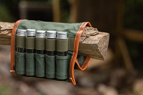 BLEEKER & RÖWE Bushcraft Kit de especiarias para acampamento portátil com frascos de vidro, funil e