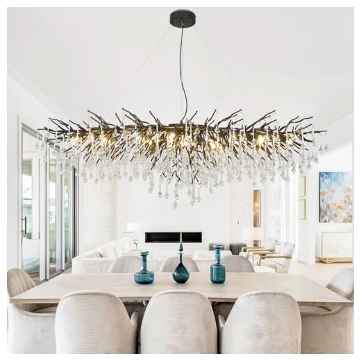 Arotikee Crystal Chandelier Modern Farmhouse Crystal Chandeliers Linear Large High Ceiling Sloped Hanging Pendant Light Fixtures for Living Dining Room Staircase Foyer 60''