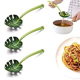 3 PCS Jungle Unique Green Leaf Noodle Leaky Turtle Back Leaf Cooking Spoon for Kitchen Tools
