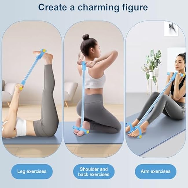 21 Fitness Resistance Bands-8 Tube Pedal Ankle Puller, Stirrup Puller for Exercise - Elastic Yoga Pedal Resistance Band for Full Body Workout, Abdomen/Waist/Arm/Leg Stretching