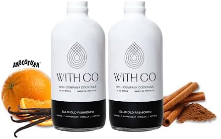 2 pack WithCo Ellis Old Fashioned Cocktail Mixer (makes 64 Cocktails) with Madagascar Vanilla, Orange, and Bitters Just Add Bourbon or Whiskey