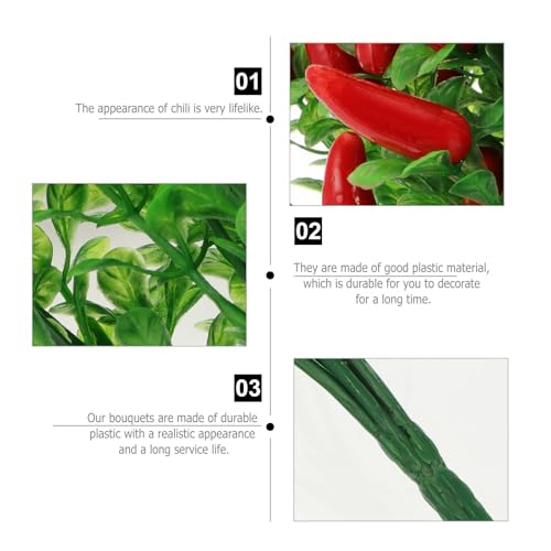 Chiles artificiales planta simulada sin marchitar en ramo de 4 piezas para el hogar 5