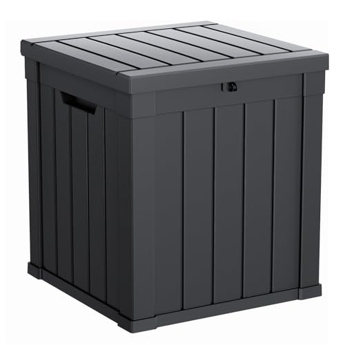 PatioZen 50 Gallon Package Delivery Boxes for Outside, Lokable Secure Resin Package Delivery Box with Lid, Weatherproof and Anti-Theft Storage for Outdoor Front Door, Porch, Curbside, House (Black)
