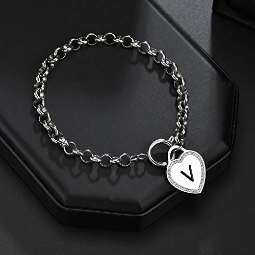 Image of CaleesLLC Letter A to Z Initial Charm Bracelet Adjustable Stainless Steel Anklet Personalized Wrist Link for Women
