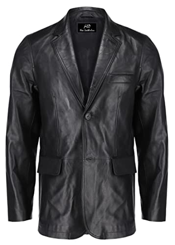 Lambskin Leather Jacket Men Casual Coat – Notched Collar Classic Bond’s Style Ultimate Leather Blazer For Men (Black, X-Large) #TOP2