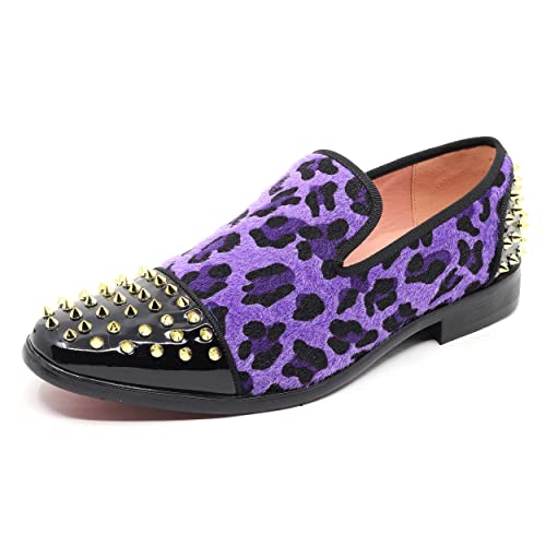 Men's Fashion Leopard Print Smoking Spike Dress Loafers Slip On Shoes SM-59