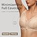 Luckfire Lace Minimizer Wireless Bralette Bra Soft Comfy Front Close,Full Coverage T-Shirt Bras Thin Padded No Underwire Yellowish Brown