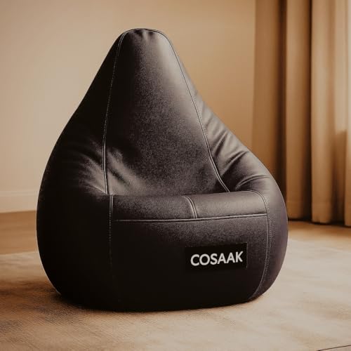 Image of XXL Teardrop Leatherette Bean Bag Chair Cover Without Beans, Livingroom, Bedroom, Garden, use for Indoor Gaming and Reading Chair, (Brown, XXL, Solid)