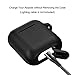 Airpods Case, Music tracker Protective Thicken Airpods Cover Soft Silicone Chargeable Headphone Case with Anti-Lost Carabiner for Apple Airpods 1&2 Charging Case (Black)