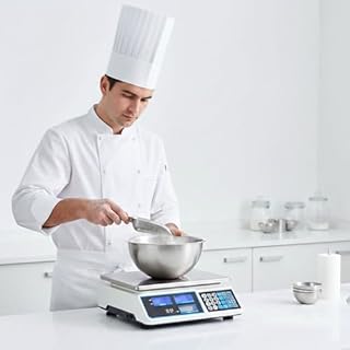 YASTA Bilancia Elettronica Digitale Professionale per Alimenti da Banco da 5Gr a 40 KG Pesa Pacchi Cassette Frutta e Verdura Memoria Prezzi Tasto Tara Batteria Ricaricabile Portatile Display a LED