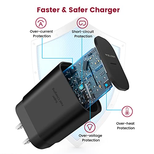 Super Fast Charger Type C Kit, VELOGK 25W PD PPS USB C Wall/Car Charger for Samsung Galaxy S26/S25/S24/S23 Ultra/S23+/S23/S22/S21/S20/Plus/Note 20/A71, iPad Pro, with 2X Nylon USB C-to-C Cable(3.3ft)