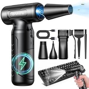 Soplador eléctrico de aire comprimido – Pistola sopladora de aire de alta velocidad de 33,000 RPM, mini ventilador turbo recargable inalámbrico para teclado, PC, coche, limpieza de hogar y exteriores