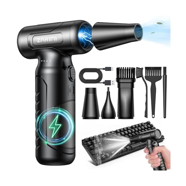 Electric Compressed Air Duster – 33,0000 RPM High-Speed Air Blower Gun, Rechargeable Mini Turbo Fan Cordless for Keyboard, PC, Car, Home & Outdoor Cleaning Dust, Replaces Compressed Air Cans