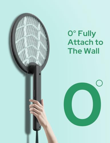 Image of Foldable Swivel Mosquito Racket, UV Light Lamp Electric Fly Swatter Bug Zapper, 2 in 1 Mosquito Bat USB Rechargeable, Hangable Swatter w /Long Lasting Lithium-ion Battery, 6 Months Warranty
