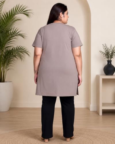 Image of In Love Women's Plus Size Printed Cotton Long-Line T-Shirt with Pocket | Cotton fabric - soft longline T-shirt with easy plus-size fit