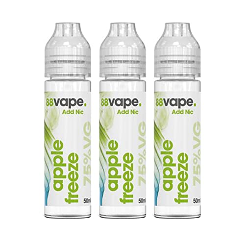 88-Vape-E-Liquid-Apple-Freeze-50ml-Pack-Of-3-Vape-Juice-75-VG-No-Nicotine-Shortfill-Bottle-0mg
