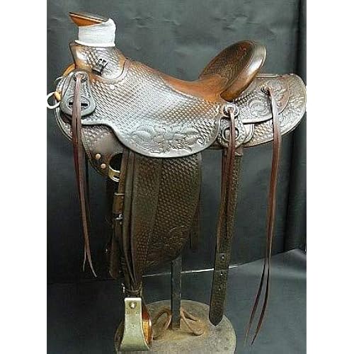 AD Saddlery Wade Tree A Fork Roping Ranch Work Leather Premium Western Horse Saddles for Horses Handmade Equestrian Trail Horse Saddle Tack Size: 10"-18" inches Seat WADE204