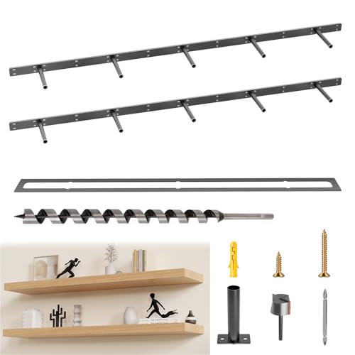 Image of Hidden Floating Shelf Bracket 58 inch Heavy Duty Floating Shelf 2PCS Thickened Solid Steel Hardware for Hidden Wall Shelves Support Kitchen /Living Room /Office (6 inch Rods)