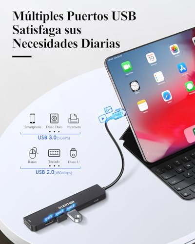 LENTION Hub USB C HDMI 4K@60Hz, PD 100W, Lector de Tarjetas SD/TF, USB 3.0 & 2.0, Adaptador USB C 7 en 1 para MacBook Pro 2025-2016, Nuevo Mac Air, Surface, iPhone 17 Plus Pro MAX y Más (Negro) - imagen 4
