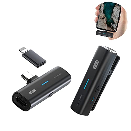 XIAOKOA Lavalier mikrofon bezprzewodowy USB-C z klapką, bezprzewodowy mikrofon do smartfonów, MIC, plug-Play, mini MIC, do YouTube/Live Stream (bez aplikacji i Bluetooth)