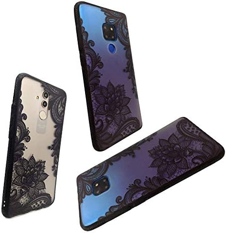 LEMONCOVER Phone Case for Huawei Mate 20 Pro Case,Lace Flower Slim Fit Case for Girls Shockproof Soft Bumper Hard Matte Clear Design Back Cover for Huawei Mate 20 Pro,Black Mandala