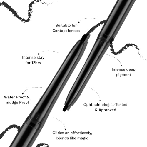 Image of FLiCKA Breathtaking Eyes Twist Kajal Waterproof, Smudge Proof, Longlasting, Dermatologically approved, Intense Colour, Black, 0.30g