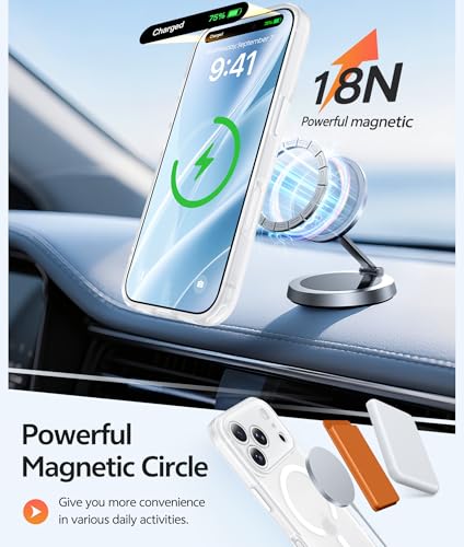Image of FNTCASE for iPhone 17 Pro Max Case: [Compatible with Magsafe] Translucent Matte Cases with [Full Camera Protection] [Screen Protector] Military Grade Shockproof Protective Phone Cover - White