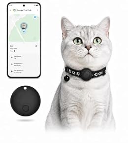 Pet Tracker,GPS Collar for Cats (Android Only) Smart tag,Waterproof Compatible with Google Find My,Advanced Tracking Solution Smart Collar for Pet Safety Ideal Small Large Cats (Black) (Black)