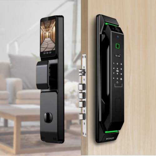 Image of Denler FLv2 8-in-1 Smart Door Lock | 3D Face ID | Fingerprint | App Unlock | LCD Camera | Inbuilt Wi-Fi | Alexa & Google Support | Android & iPhone | RFID | PIN | Key | 5 Years Warranty