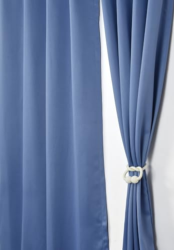 Image of LaVichitra Polyester Thermal Insulated 3 Layered Solid Blackout Opaque Door Curtain (7 ft, Light Blue)