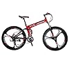 HYLK Vouwfiets G4 mountainbike 26 inch 3-spaak fiets vouwfiets mountainbike rood (rood)