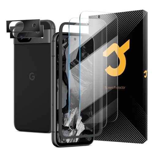 JZG 2 Pièces Verre Trempé pour Pixel 8a Protection Ecran +2 Pièces Caméra Arrière Protecteur, 9H Dureté, Anti Rayures, Sans Bulles Film