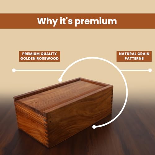 Image of Royal Chess Mall Golden Rosewood Chess Pieces Storage Box for Chessmen Set Upto 4.5 inch
