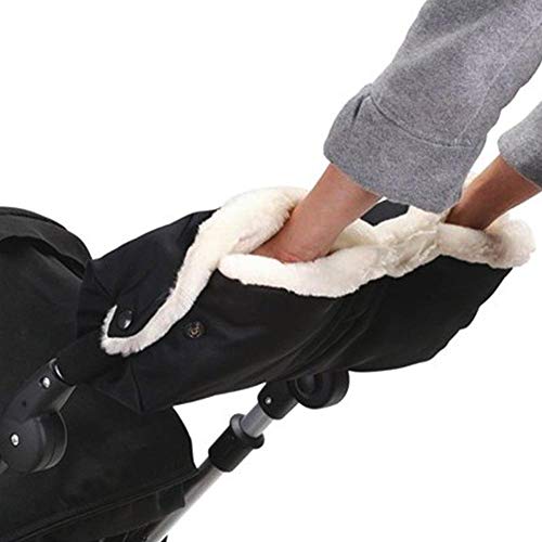 Image of Stroller Hand Muff, Winter Extra Thick Pushchair Gloves Keep Warm for Parents and Caregivers in Cold Weather Anti-Freeze Windproof Snow-Proof (Black)